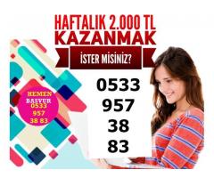 EVDE EK GELİR EK İŞ FIRSATLARI HAFTALIK 2000TL