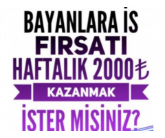 Haftalık 500 TL ile 1500 TL Arası ek gelir imkanı !!!