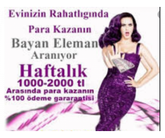 BAYAN ELEMAN ARANIYOR EVİNİZİN RAHATLIGINDA İŞ İMKANI