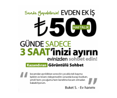 SAATLİK 30 TL HAFTALIK ÖDEME