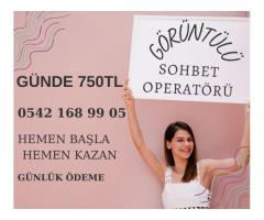 ANLIK ÖDEME-EVDEN EK KAZANÇ-GÜNDE 750TL-BAYAN GÖRÜNTÜLÜ SOHBET OPERATÖRÜ