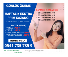 Görüntülü Sohbet Operatörü | Günlük Ödeme + %20'ye varan Haftalık Ekstra Prim Ödemesi