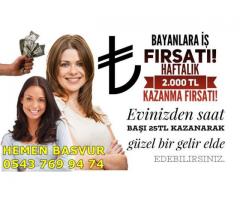 Bayanlara Evden Ek Gelir Parttime/Fulltime İş- Haftalık Ödeme